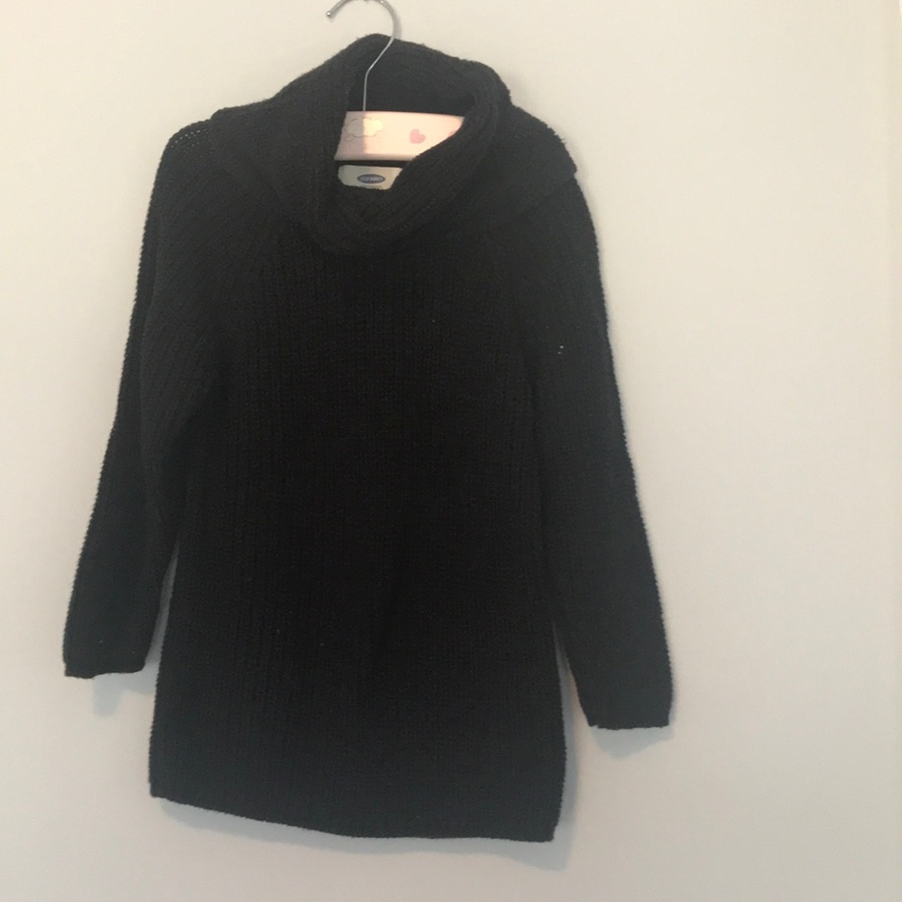 Black cowl neck turtleneck sweater